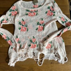 Wildfox Floral Distressed Sweater